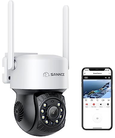 SANNCE Security Camera Wireless 4MP, 350° Pan 90° Tilt 16x Digital Zoom CCTV IP Camera 2.5K, Colour Night Vision, Two-Way Talk, Works with Alexa and Google Assistant, Human Detection, Smart Tracking