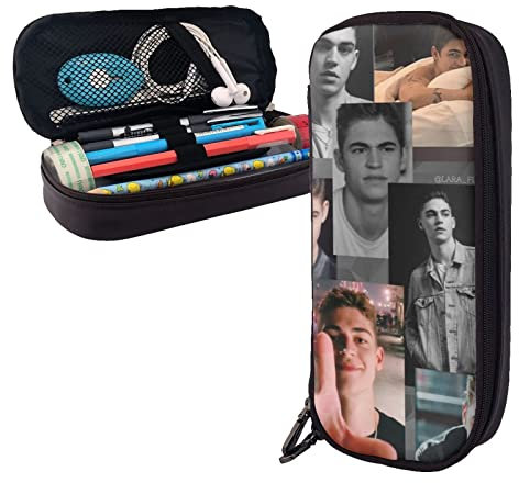 Hero Fiennes-Tiffin Trousse à crayons en cuir avec compartiments Grande pochette de rangement pour bureau collège, couleur, 5.0cm*10.5cm*20.5cm, trousse à crayons