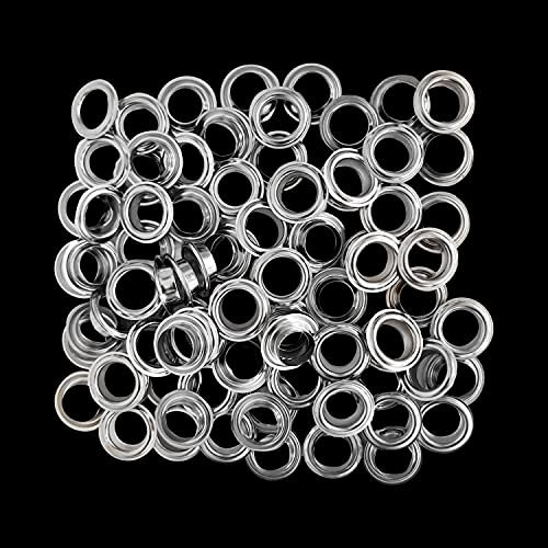 Trimming Shop 8mm Self-Piercing Banner Eyelets for Semi-Automatic Eyelet Machine, Durable Iron Grommets without Washers for Posters, Tarpaulin, Pool Covers, Silver, Pack of 500