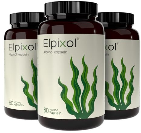 Elpixol® Omega 3 Algenöl - 3x60 Kapseln vegan & hochdosiert - 500mg EPA & DHA pro Tagesdosis - Premium Omega-3-Fettsäuren ohne Fischgeschmack & aus natürlicher Produktion