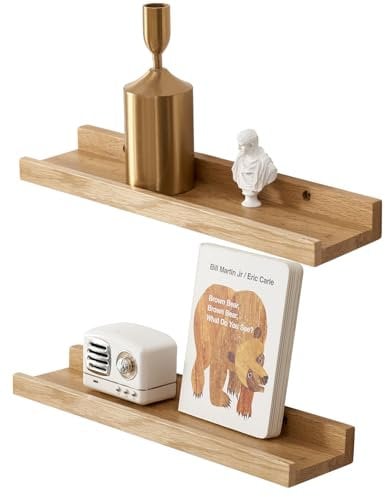 Gieanoo Bilderleiste Holz,30cm Eiche Wandregal Holz 2er-Set Regal Massiv Schweberegal gewürzregal regalbrett Hängeregal Ideal für Wohnzimmer Schlafzimmer Badezimer