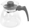 wenco Caraffa in vetro da 1 l, ideale per tè, caffè e bevande fredde, resistente al calore, con coperchio e apertura per beccuccio, lavabile in lavastoviglie e infrangibile, trasparente/grigio
