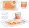 Rosa Lifestyle Peach Two Handled Melamine Mug, Lids & Serving Tray Set (400ml/14oz) Mug Capacity Tray (33.8cmx20.6cm) Lightweight Mobility Aid for Elderly Gift Set (Peach)