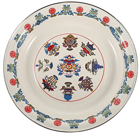 HEMOTON Plato De Esmalte Retro De Vajilla Decorativa Vintage Plato De Almacenamiento Para Frutas y Aperitivos Para Reuniones y Celebraciones