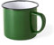 eBuyGB Set of 2 380ml Coloured Enamel Mugs Retro Outdoor Camping Travel Tin Rustic Metal Cups (Green)