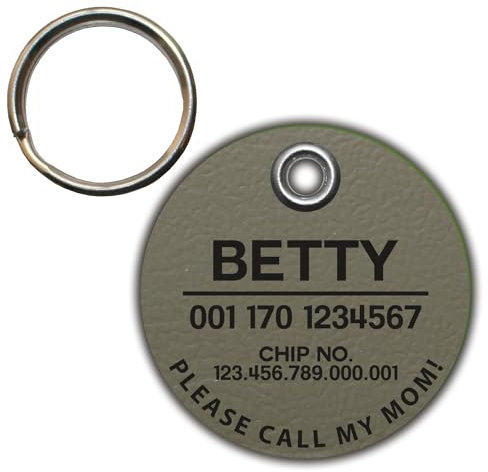 DOG TAG/HUNDEMARKE - aus Biothane - beige/khaki - v1 - rund - Ø 3,4 cm