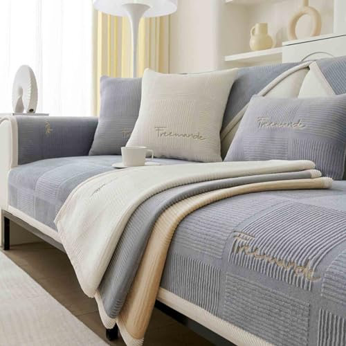 YWQJL Samt Sofabezug Sofaschoner rutschfest 1 2 3 4 Sitzer, L-Form Sofaüberwurf, Ecksofa Pets Dog Couch Überzug Couch Überzug Sofa Überwurf (#29,70x70cm)