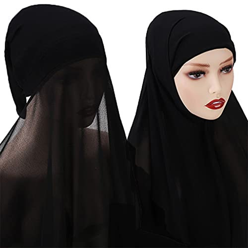 YIGZYCN Für Kopfwickelschal Stretch Hijabs Islamische Kopfbedeckung Für Nahen Osten Bekleidungszubehör Frau Und Mädchen Slip Schwarz Helle Farbe Günstiger Hijabs Schal Für Frauen