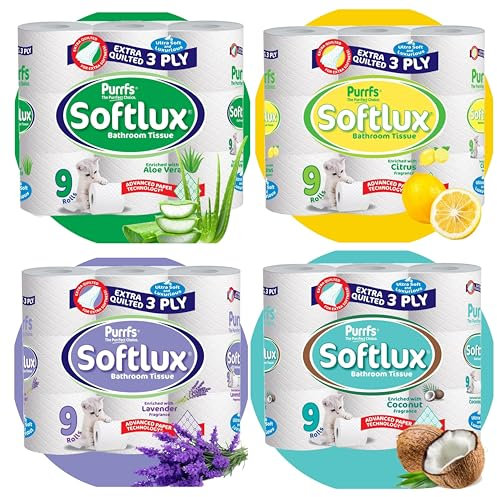 UR CHOICE Luxury Quilted Toilet Rolls - Mix Flavour Infused 3-Ply | Eco-Friendly Bulk Buy Pack of 9 Rolls | Ultra-Soft & Strong Toilet tissues, 70 Sheets Per Roll, FSC Certified Sustainable Paper