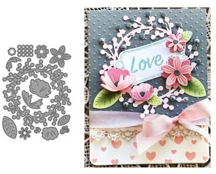 JIHFOHHA 3D Realistisch Blume Stanzschablonen Frühling Stanz für DIY ScrapBooking Album Dekorative Papier Handwerk und Karten Herstellung (Kranz)