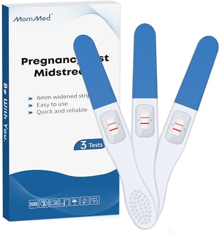 MOMMED Test de Embarazo, 3 Unidades de Pruebas de Embarazo Envueltas Individualmente, HCG Test, Pregnancy Test, Resultados en 1 Minuto Más Rápido