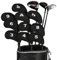 10 Stück Schlägerkopfhüllen für Eisen Schlägerhauben Golf Langer Hals Schützen Golfschläger mit Anzahl Print (Schwarz)
