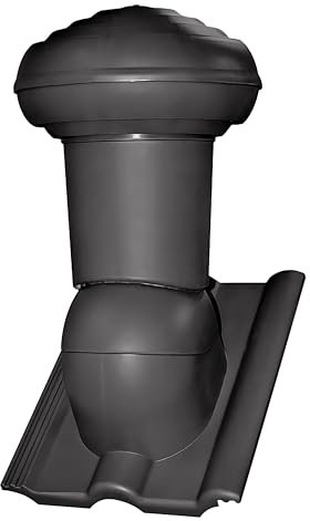 Decket Entlüfterkamin VIRTUM DN125, Ø 125 mm Durchmesser, Kamin für Dachziegel, Dachentlüftung aus Polypropylen, mit Durchgangsabdeckung, zur Montage auf Dachsteinen, Grafit