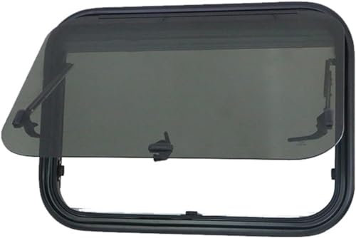 CHRISK Wohnwagenfenster, Klappfenster, Wohnmobil Wohnwagen Acrylglas Doppelschicht-Schiebefenster mit Markise und Moskitonetz