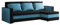 FORNIRO 24 Loft Ecksofa mit Schlaffunktion und Bettkasten - Sofa mit 3 Sitzen und Robustem Überzug - Universal Schlafcouch L-Form - Modern Couch - 225x130x75 cm - Schwarz-Türkis