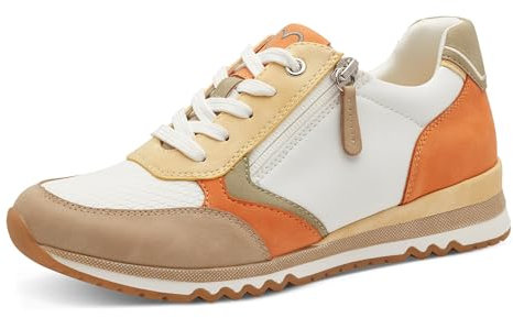 MARCO TOZZI Damen Sneaker flach mit Reißverschluss Freizeit, Mehrfarbig (White/Peach c.), 41 EU