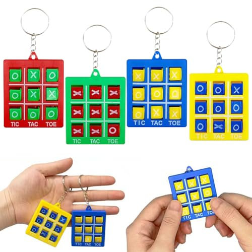 RIUAHST Tic Tac Toe Mini Tic Tac Toe Spiel Kunststoff Anhänger Lustiges Spielzeug mit Schlüsselanhänger Tic Tac Toe Spiel Deko Geschenk für Geburtstag Party
