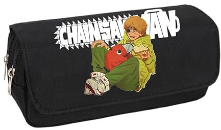 xhomeshop Chainsaw Man Pencil Case Anime Printed Pencil Case Large Capacity Stationery Case Zipper Stationery Bag Student Storage Pencil Case ...