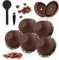 5 Pcs Reusable Vertuo Pods, 230ml Refillable Coffee Capsule, Compatible with NES-presso Vertuo & VertuoLine Coffee Machine, with 2 Pcs Reusable Coffee Capsule Lid, Spoon and Brush - Brown (5)