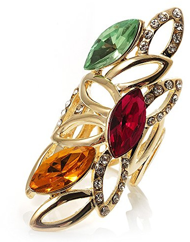 Avalaya Bague de cocktail vintage en cristal multicolore, taille unique, Pas de type de métal, diamante