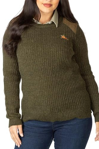 Chunky Shooting Sweater Pheasant Motif Wool Hunting Jumper Sweatshirt