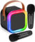 Karaoke Maschine für Kinder und Erwachsene, Mini Karaoke Mikrofon, kabellos, tragbarer Bluetooth-Lautsprecher mit Schwammüberzug, Geschenkspielzeug für Mädchen ab 4, 5, 6, 7, 8, 9, 10 (Schwarz)