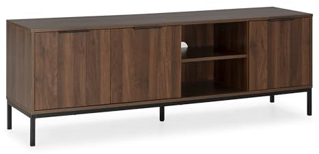 HOMN LIVING Meuble TV Auri 3 Portes, Couleur Noyer, 160 cm (Largeur) 40 cm (Profondeur) 55 cm (Hauteur)