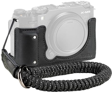 SMALLRIG Demi-étui en Cuir X-M5 pour FUJIFILM X-M5, Comprenant Un Demi-étui, Une Dragonne, Matériau en Cuir Véritable, Portable et Protecteur (Noir) - 4879