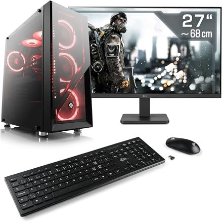 Boost Boxx Gaming PC mit Windows 11 Home, AMD Ryzen 5 7600X 6X 4700 MHz, 1000 GB M.2 SSD, 16 GB DDR5-RAM, GeForce RTX 4060, Gigabyte Mainbaord, USB 3.2, 27 Zoll Full-HD, Tastatur/Maus-Set, M11540H