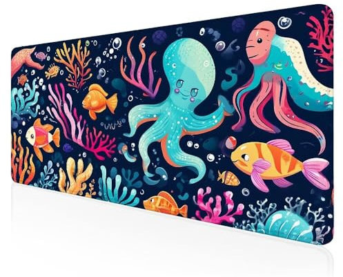 Gaming Mouse Pad xxxL Desk Mat Large, underwater world Mouse Pad, Non-Slip Rubber Base, Smooth Cloth Surface, Improved Precision, for Speed and Control, Soft Mousepad festival gifts 100x50 CM Y-40