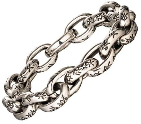 ForFox Wikinger Runen Armband Titan Edelstahl Gliederkette Armband für Herren Gold und Silber 14mm 21/23cm