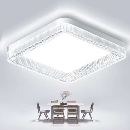 papasbox 48W LED Deckenleuchte Panel Lampe für Wohnzimmer Schlafzimmer Deckenlampe 6500K Kaltweiß Quadratisch 30 * 30cm