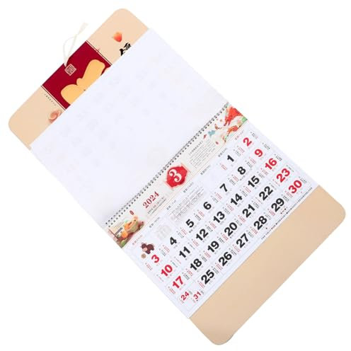 DIYEAH Wandkalender mit Chinesischer Fu-dekoration Monatskalender aus Papier Jahreskalender zum Aufhängen für Haus und Büro
