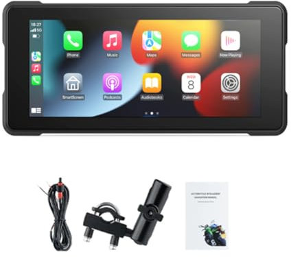 Wadakada Motorrad 6,86 Bluetooth Tragbarer Bildschirm GPS Navigation IP68 Wasserdichter Kabelloser Carplay Android Auto MP5 Player