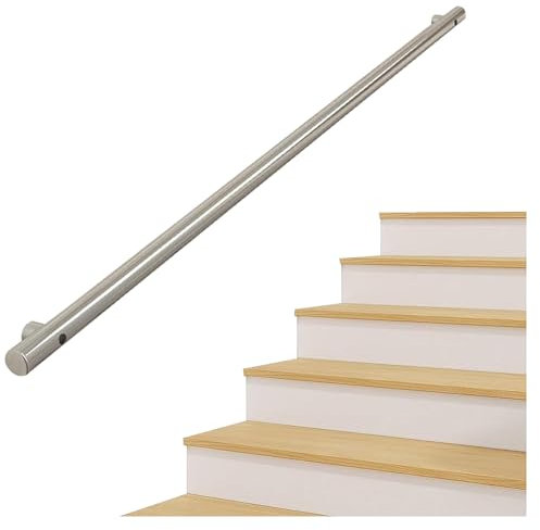 SXEVZOO Edelstahl-Treppenhandlauf, 30/90/130/150/230/430cm Metall-Geländer, Mit Komplettset, Innen und Außen Anti-Rost Wand-Handlauf(200cm)