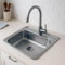 Melanstar Fregadero de acero inoxidable, 1 lavabo, incluye sifón y orificio para grifo (48 * 48cm)