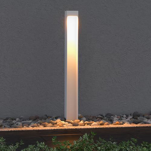 Mai & Mai Stehleuchte Außenleuchte 6x6x40cm IP65 Wegeleuchte Außen | Außenpollerleuchte für Garten, 3000K Stehlampe Gartenlampe | Außenlampe Standleuchte Sandweiß 5W BaldersLights