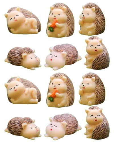 Abaodam 12pcs Hedgehog Figurines for Micro Landscape Decor Cute Carrot Resin Ornaments for Garden Lawn Home and Desktop Decoration Unique Vivid Design