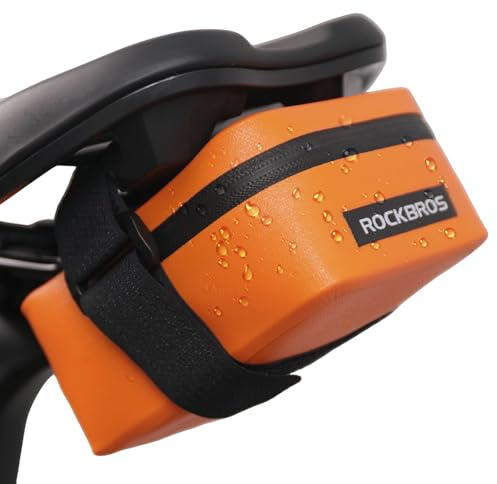 ROCKBROS Fahrrad Satteltasche Mini fahrradtasche wasserdichte | Leichte Sattelstützentasche für Rennräder MTB Kompakt und Tragbar Fahrradzubehör, Orange