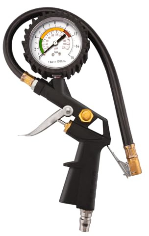 WateryWave 220 PSI Tyre Pressure Gauge Tire Inflator Pump Gun Air Chuck Compressor Tire Pressure Gauge for Car Van RV Bikes Tyre Inflator Air Tool Black