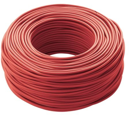 cordina, cavo elettrico, 100 metri, 1,5 mmq mm2, 1x1,5 mm, colore rosso, in rame, filo unipolare, conforme CPR, FS17, ideale per ristrutturazioni impianto elettrico per case e appartamenti