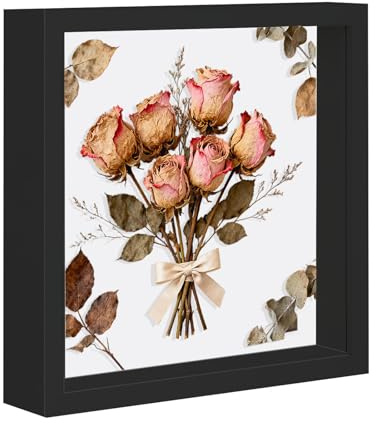 Bilderrahmen zum Befüllen, 3D Fotorahmen 30 x 30 cm, Tiefer Rahmen für Wand & Desktop, 3D Objektrahmen Tiefer 3cm, mit Transparente Acrylplatte, 3D Bilderrahmen für Objekte, Fotos, Souvenirs, Schwarz