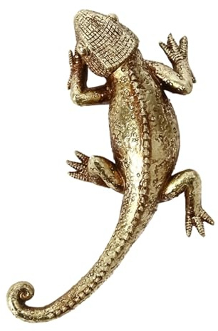 Goldene Eidechsen-Wanddekoration Für Zuhause, Mit Realistischem 3D-Design, 8,8x13,5cm, 3D-Harz-Gecko-Ornament, Eidechsen-Harzstatue, Leicht Und Tragbar, Für Garten, Terrasse, Véranda, Schreibtisch