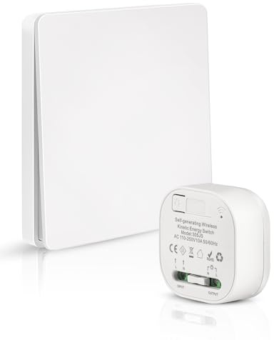 Funkschalter mit Empfänger Funklichtschalter Ohne Batterie Funk Lichtschalter Set Batterieloser Funk-Wandschalter 230V Keine Verkabelung Erforderlich - ZITFRI