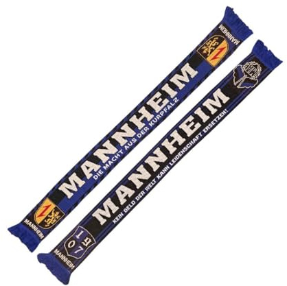 Wallitschek Schal Mannheim - Die Macht aus der Kurpfalz, Strickschal, Fussball, blau-schwarz, 1907, **VERSAND GRATIS**