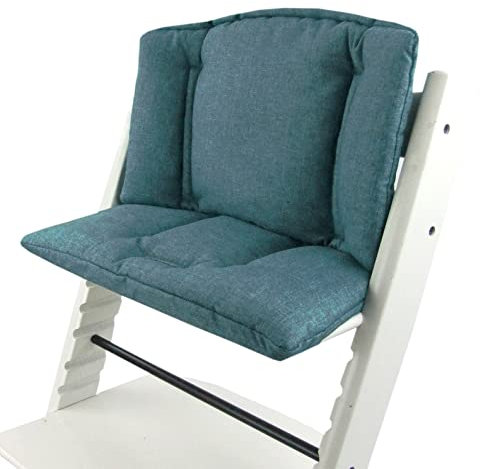 BambiniWelt Sitzkissenset für Stokke Tripp Trapp Hochstuhl *14 FARBEN MELIERT* 2 teilig Sitzkissen Auflage Bezug Ersatzkissen Kissen (Türkis) XX