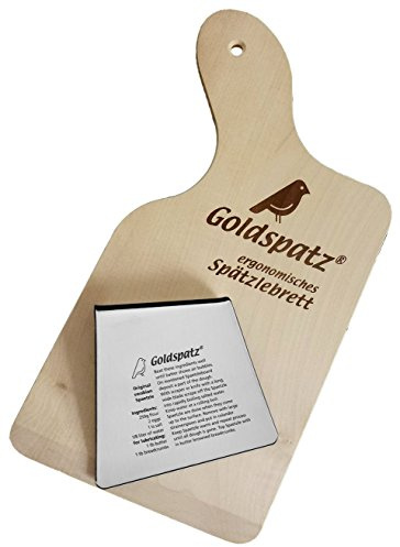 Goldspatz Ergonomisches Spätzlebrett & Schaber mit Gravur (Spätzlerezept)