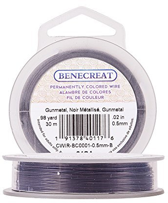 BENECREAT 30m 0.5mm Alambre de Cobre Cable Metálico Accesorios de manualidad para Diseño de Bisutería - Gunmetal Calibre 24