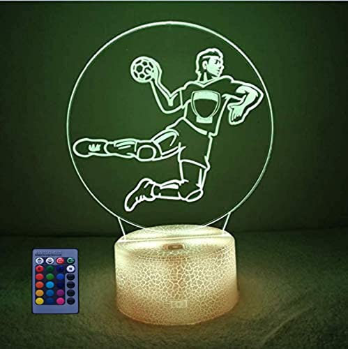 HPBN8 Ltd 3D Handball Lampe USB Power 7/16 Farben Fernbedienung Berühren Nachttisch Schreibtisch-Nacht licht USB-Kabel für Kinder Schlafzimmer Geburtstagsgeschenke Geschenk