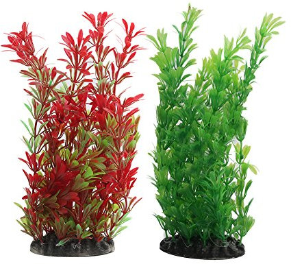 Vivifying Lot de 2 plantes artificielles en plastique pour aquarium, 24,9 cm de haut